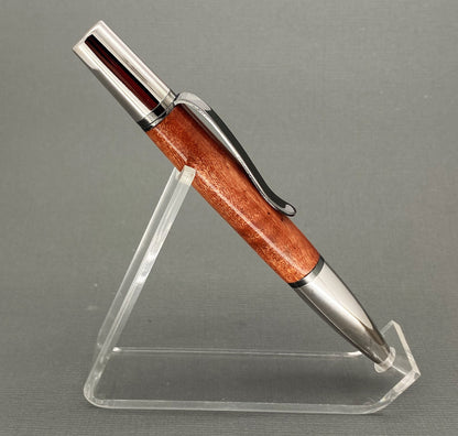 Handmade Parker style Ballpoint pen, made in Ghost wood, presented in an Lignum Viate box