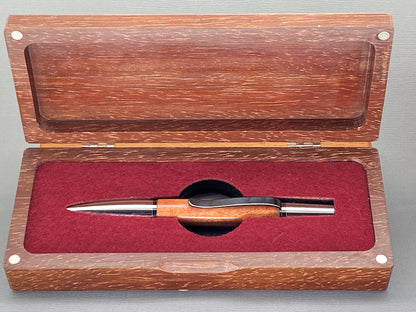 Handmade Parker style Ballpoint pen, made in Ghost wood, presented in an Lignum Viate box